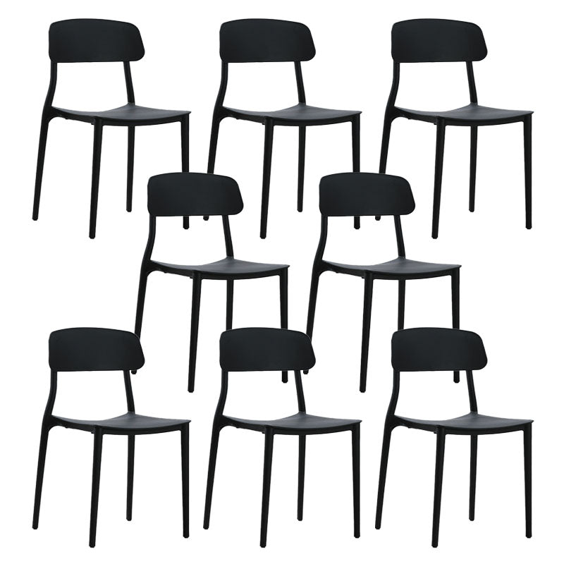 Contemporary Stackable Chairs Open Back Kitchen Armless Chair with Plastic Legs