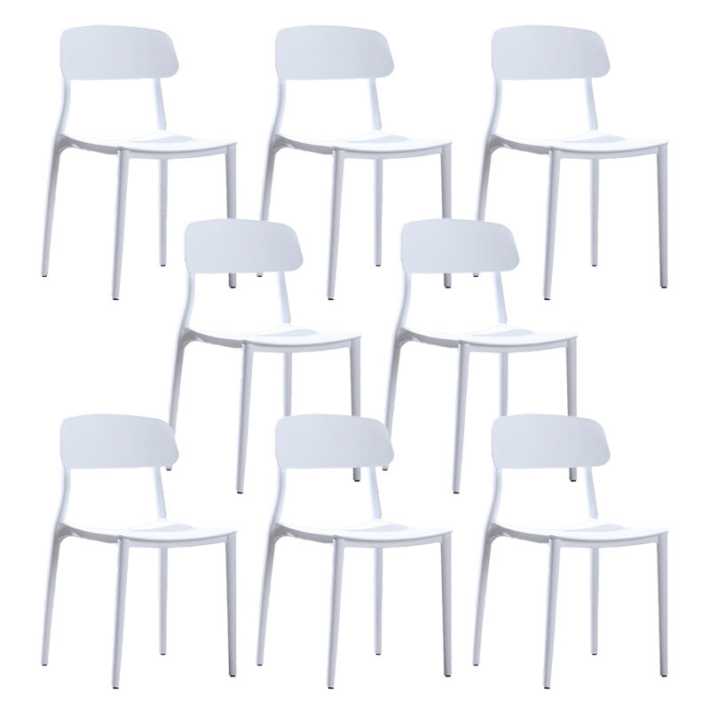 Contemporary Stackable Chairs Open Back Kitchen Armless Chair with Plastic Legs