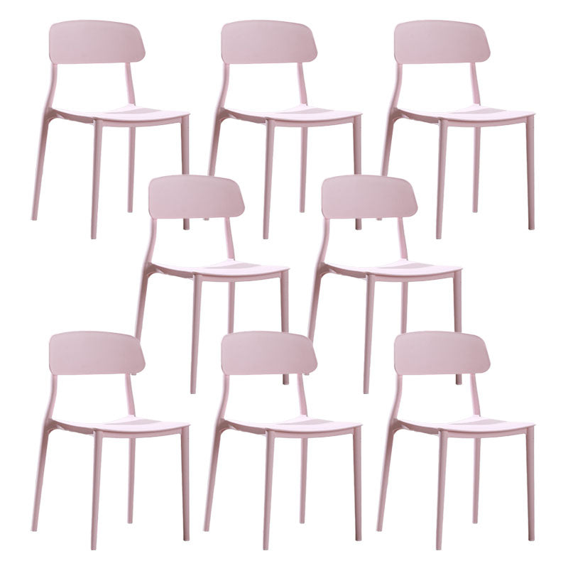 Contemporary Stackable Chairs Open Back Kitchen Armless Chair with Plastic Legs