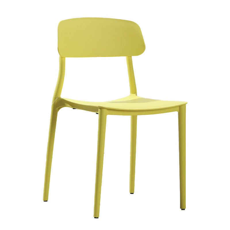 Contemporary Stackable Chairs Open Back Kitchen Armless Chair with Plastic Legs