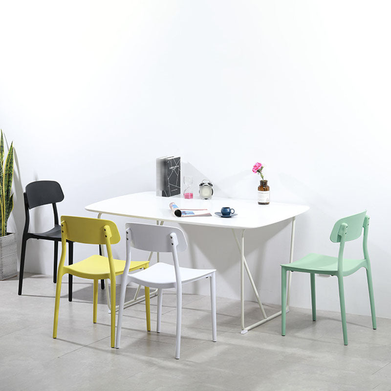 Contemporary Stackable Chairs Open Back Kitchen Armless Chair with Plastic Legs