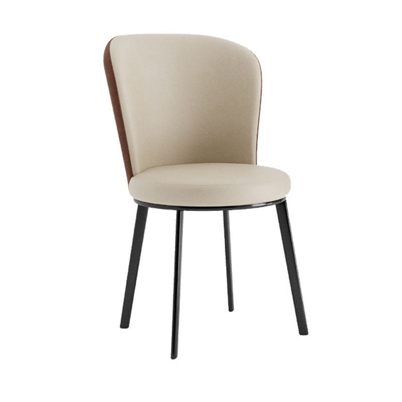 Contemporary Faux Leather Side Chair for Home Armless Solid Back Chair