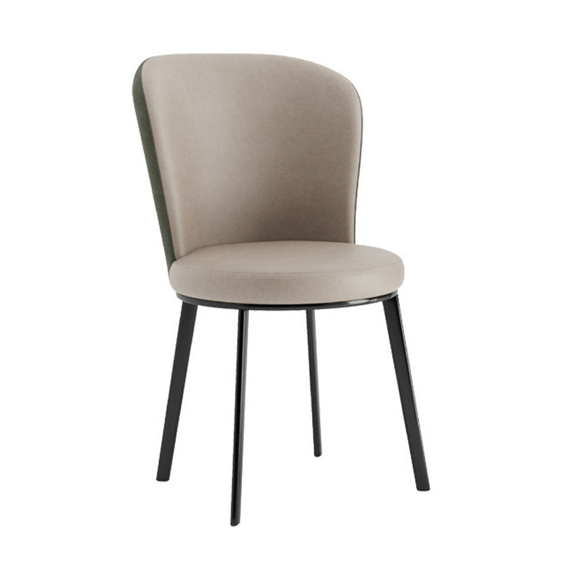 Contemporary Faux Leather Side Chair for Home Armless Solid Back Chair