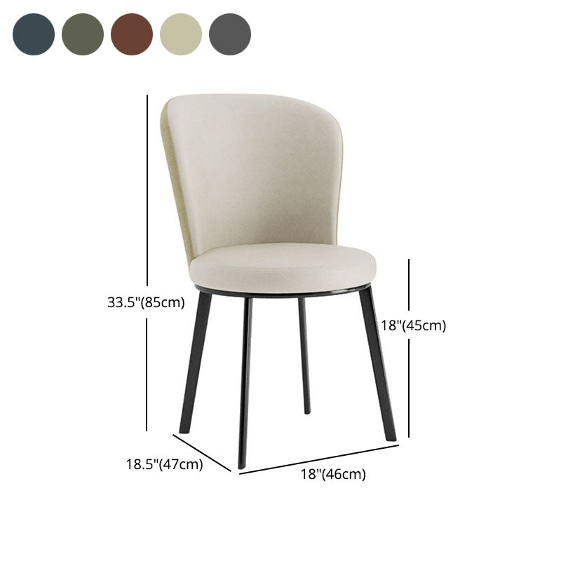 Contemporary Faux Leather Side Chair for Home Armless Solid Back Chair