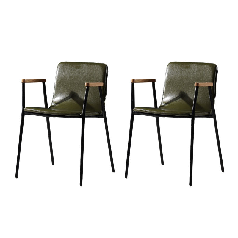 Industrial Style Chair Kitchen Arm Side Chairs with Metal Legs