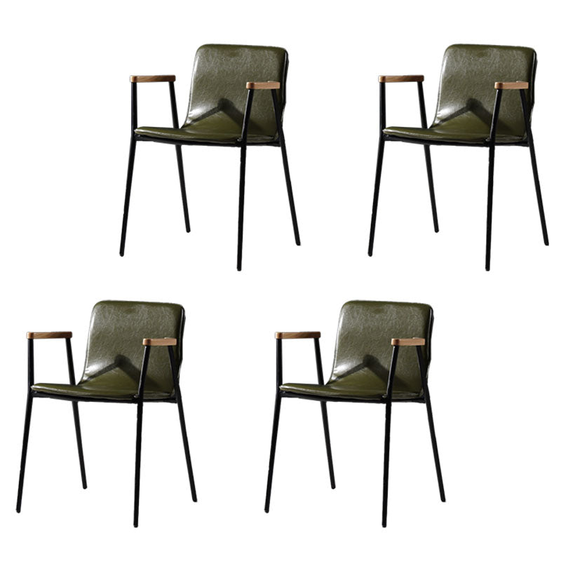 Industrial Style Chair Kitchen Arm Side Chairs with Metal Legs