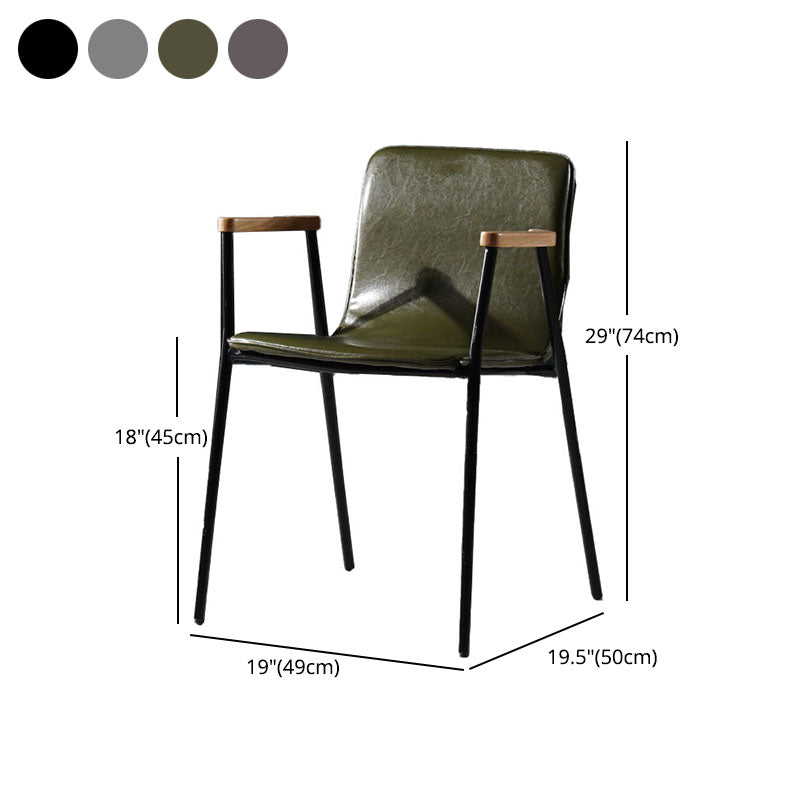 Industrial Style Chair Kitchen Arm Side Chairs with Metal Legs