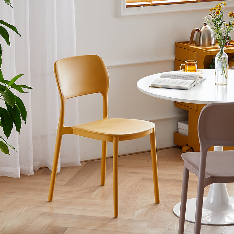 Scandinavian Plastic Stacking Dining Chairs Armless Open Back Chairs