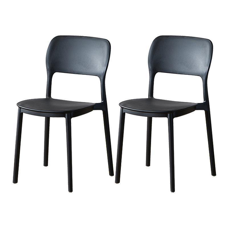 Scandinavian Plastic Stacking Dining Chairs Armless Open Back Chairs