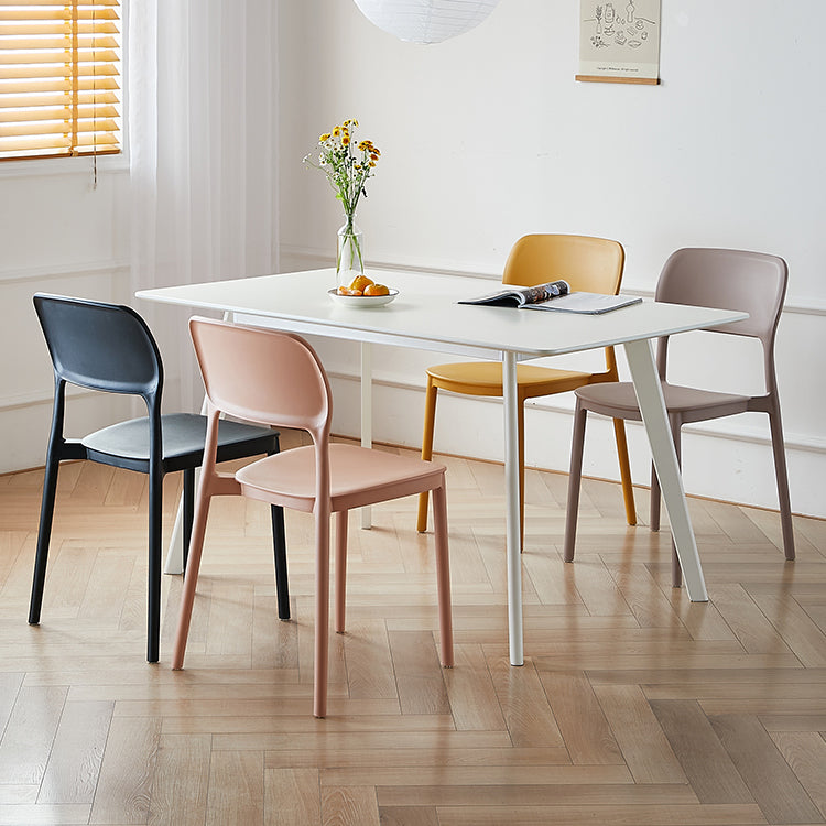 Scandinavian Plastic Stacking Dining Chairs Armless Open Back Chairs