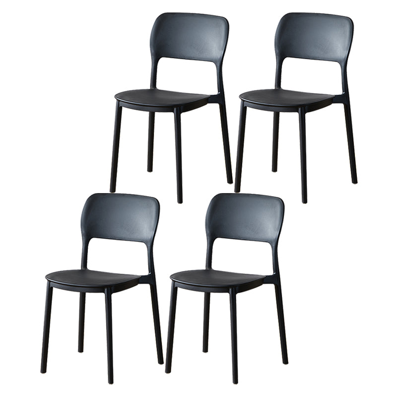 Scandinavian Plastic Stacking Dining Chairs Armless Open Back Chairs