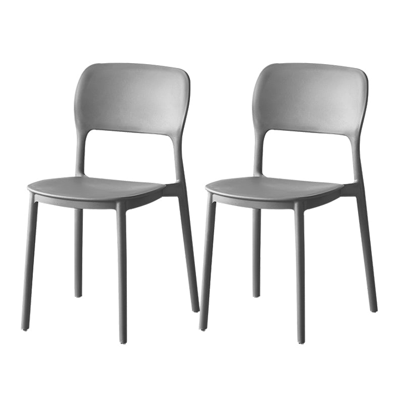 Scandinavian Plastic Stacking Dining Chairs Armless Open Back Chairs