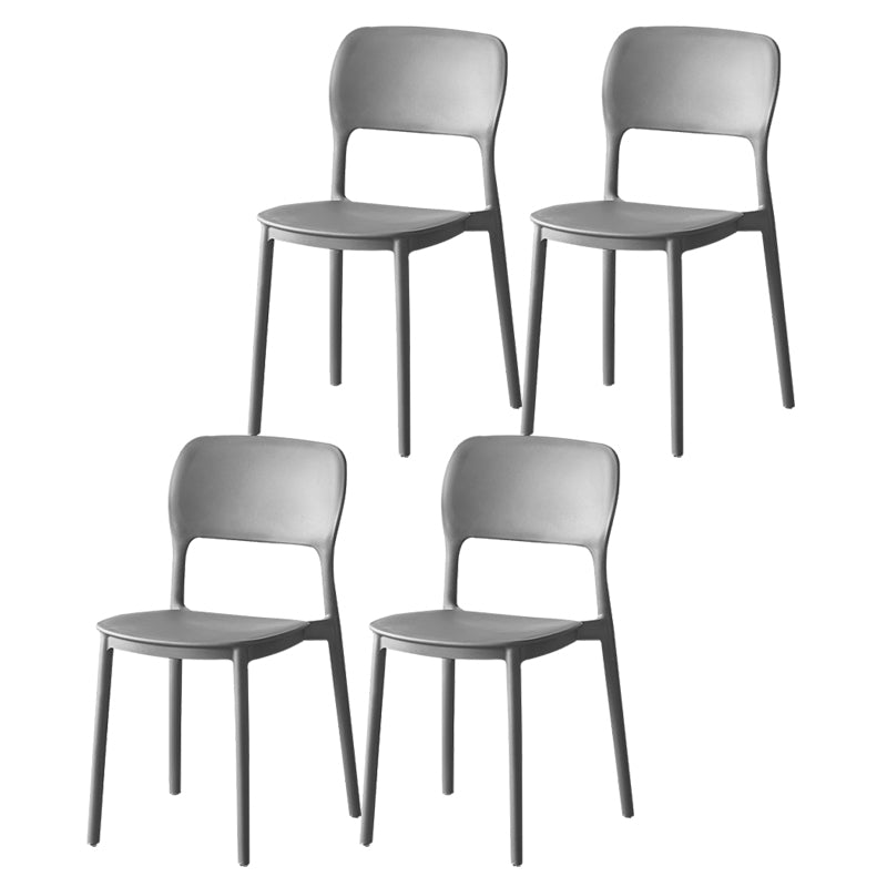 Scandinavian Plastic Stacking Dining Chairs Armless Open Back Chairs