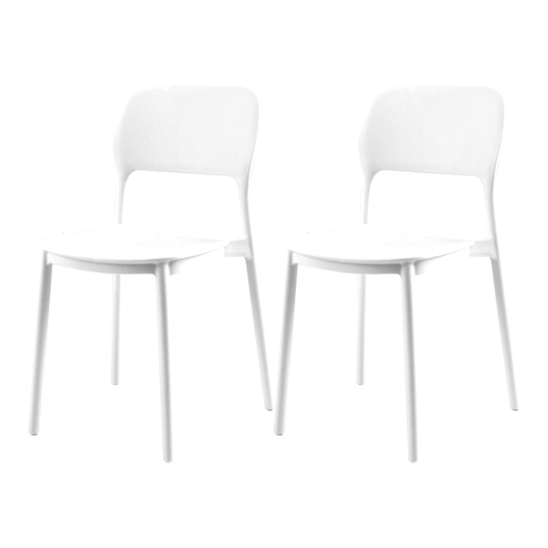 Scandinavian Plastic Stacking Dining Chairs Armless Open Back Chairs