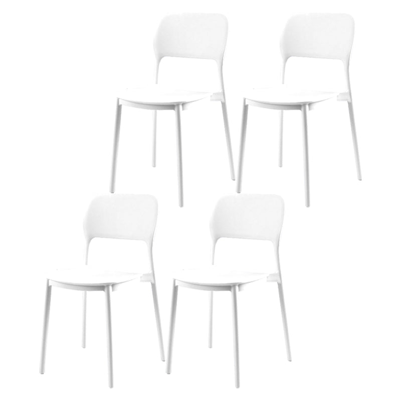 Scandinavian Plastic Stacking Dining Chairs Armless Open Back Chairs