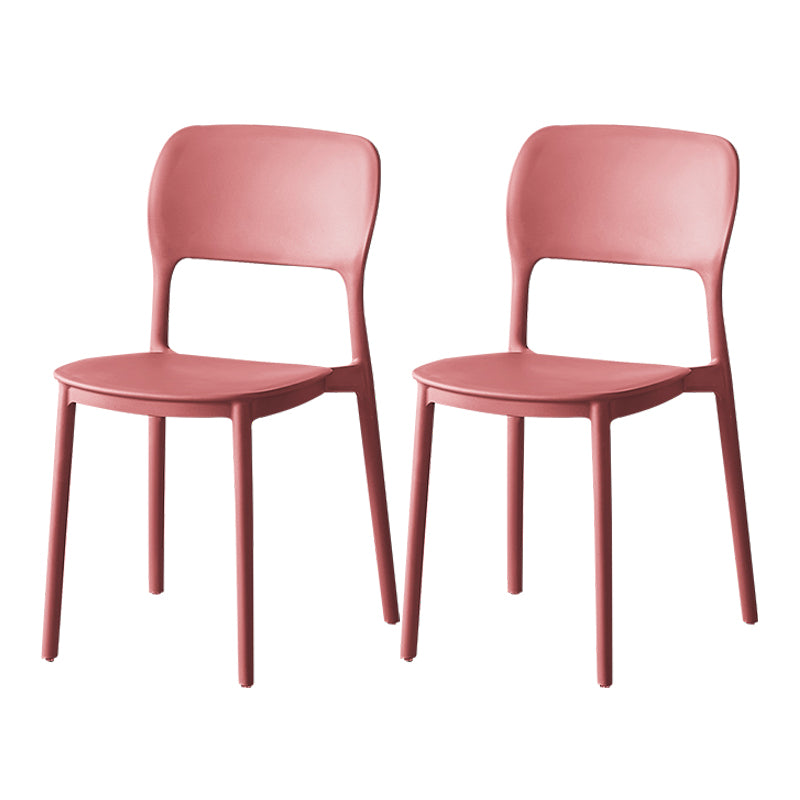 Scandinavian Plastic Stacking Dining Chairs Armless Open Back Chairs