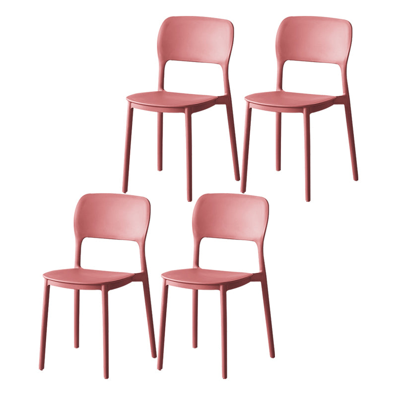 Scandinavian Plastic Stacking Dining Chairs Armless Open Back Chairs