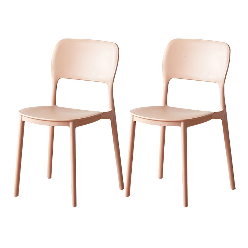 Scandinavian Plastic Stacking Dining Chairs Armless Open Back Chairs