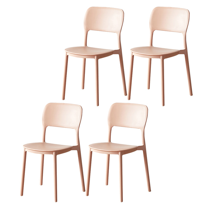 Scandinavian Plastic Stacking Dining Chairs Armless Open Back Chairs