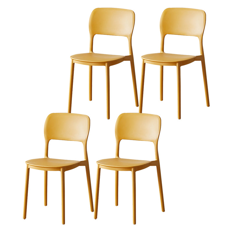 Scandinavian Plastic Stacking Dining Chairs Armless Open Back Chairs