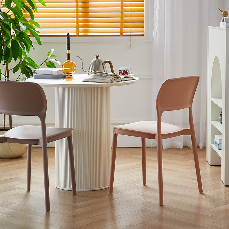 Scandinavian Plastic Stacking Dining Chairs Armless Open Back Chairs