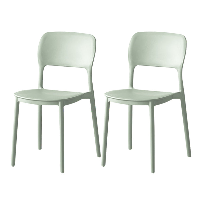 Scandinavian Plastic Stacking Dining Chairs Armless Open Back Chairs