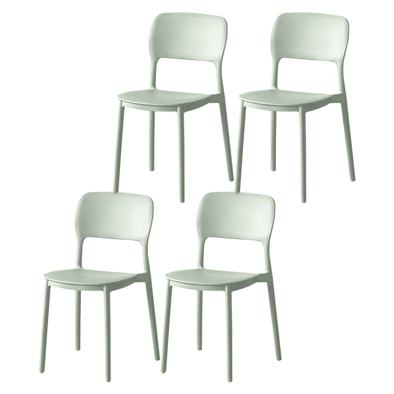 Scandinavian Plastic Stacking Dining Chairs Armless Open Back Chairs