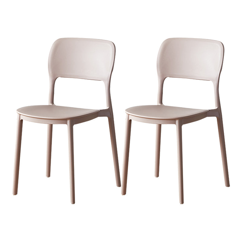 Scandinavian Plastic Stacking Dining Chairs Armless Open Back Chairs