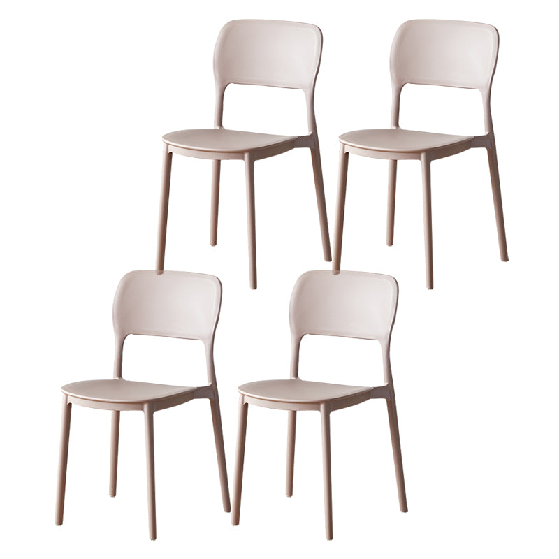 Scandinavian Plastic Stacking Dining Chairs Armless Open Back Chairs