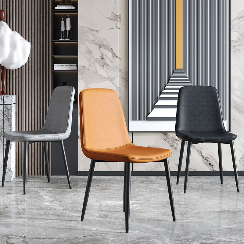 Contemporary Style Chair Kitchen Armless Chairs with Metal Legs