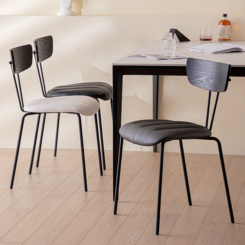 Industrial Dining Chair Kitchen Armless Chairs with Metal Legs