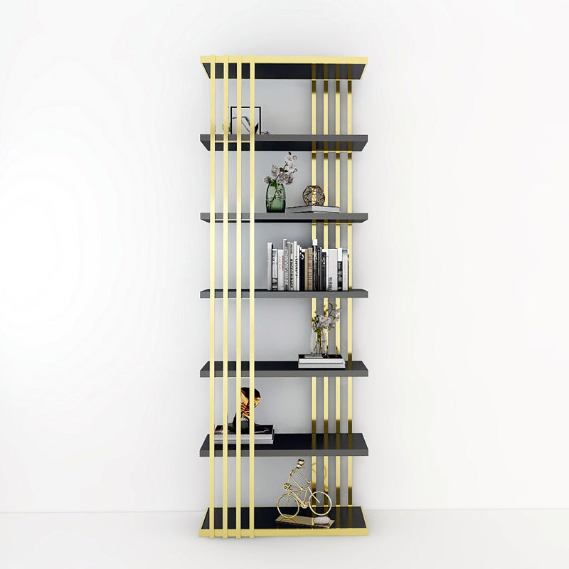 82.67"H Bookshelf Gold Glam Style Open Back Bookcase for Home Office Study Room