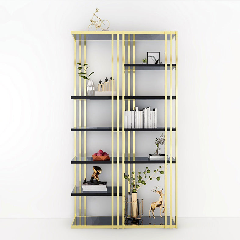 82.67"H Bookshelf Gold Glam Style Open Back Bookcase for Home Office Study Room