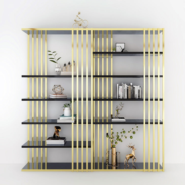 82.67"H Bookshelf Gold Glam Style Open Back Bookcase for Home Office Study Room