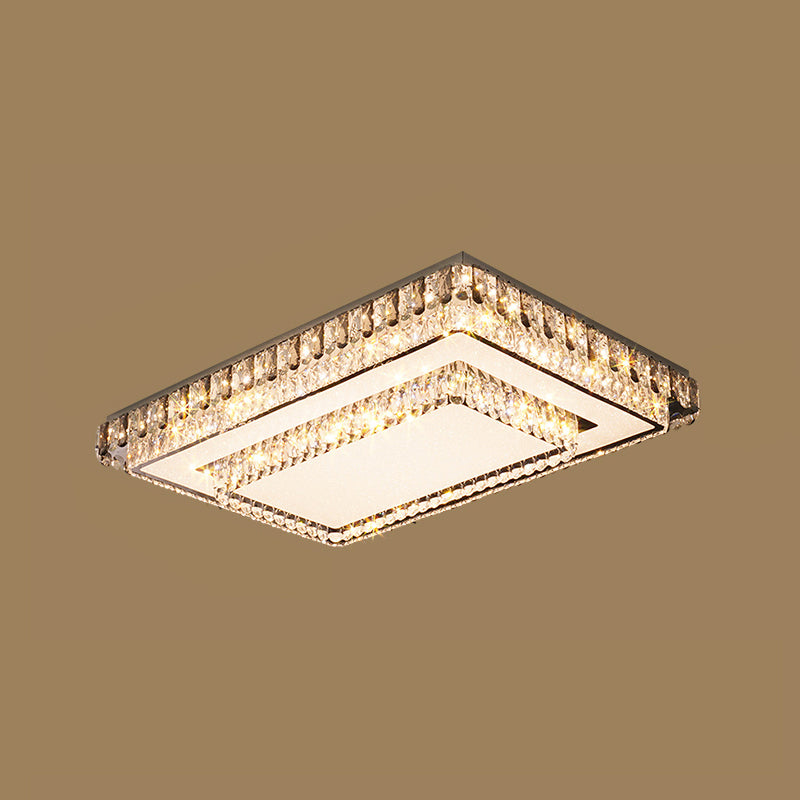 Gold Metal Flush Ceiling Light Modern 2-Head LED Flush Mount Lamp with Crystal Shade