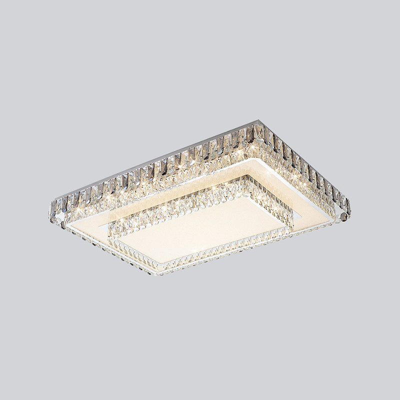 Gold Metal Flush Ceiling Light Modern 2-Head LED Flush Mount Lamp with Crystal Shade