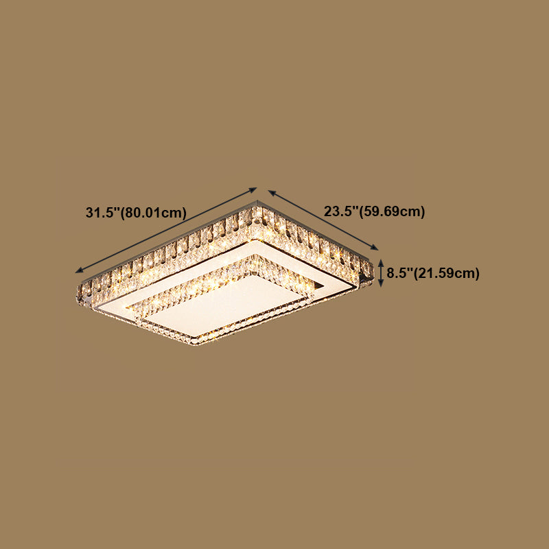 Gold Metal Flush Ceiling Light Modern 2-Head LED Flush Mount Lamp with Crystal Shade