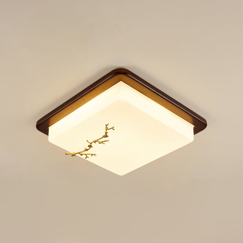 Geometry Shape LED Ceiling Lamp Modern Wood 1 Light Flush Mount for Dining Room