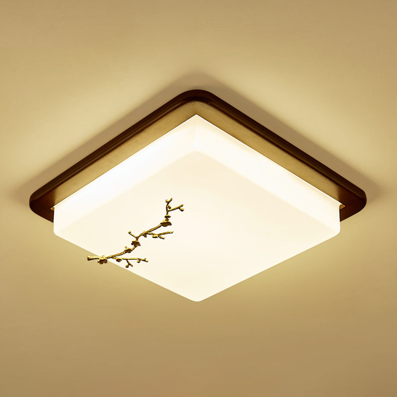 Geometry Shape LED Ceiling Lamp Modern Wood 1 Light Flush Mount for Dining Room