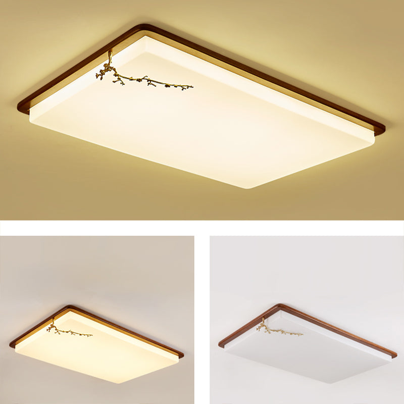 Geometrieform LED -Deckenlampe Modernes Holz 1 Leichtes Flush Mount für Esszimmer