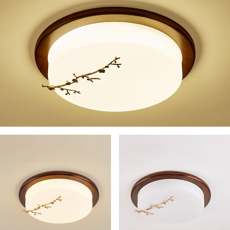 Geometry Shape LED Ceiling Lamp Modern Wood 1 Light Flush Mount for Dining Room