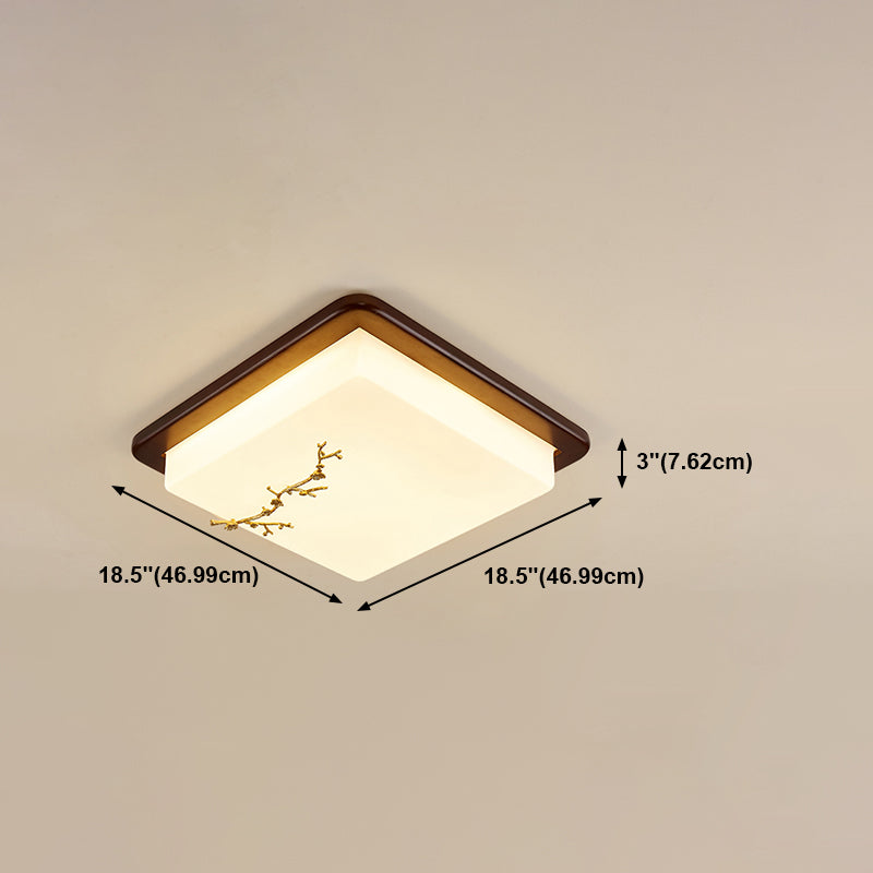 Geometry Shape LED Ceiling Lamp Modern Wood 1 Light Flush Mount for Dining Room