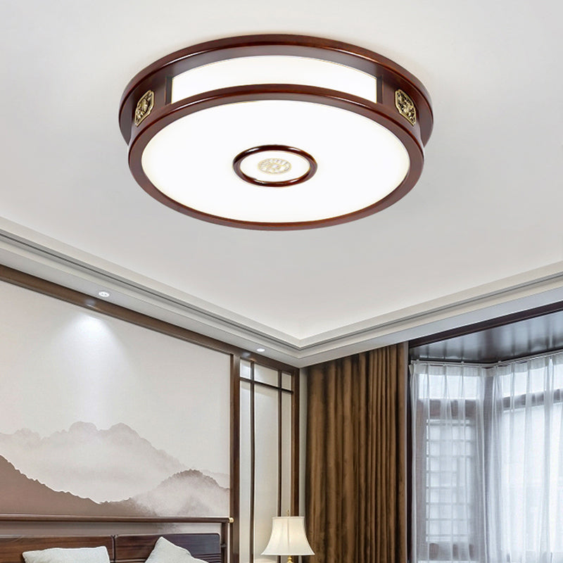 Geometry Shape LED Ceiling Lamp Modern Wood 1 Light Flush Mount for Living Room