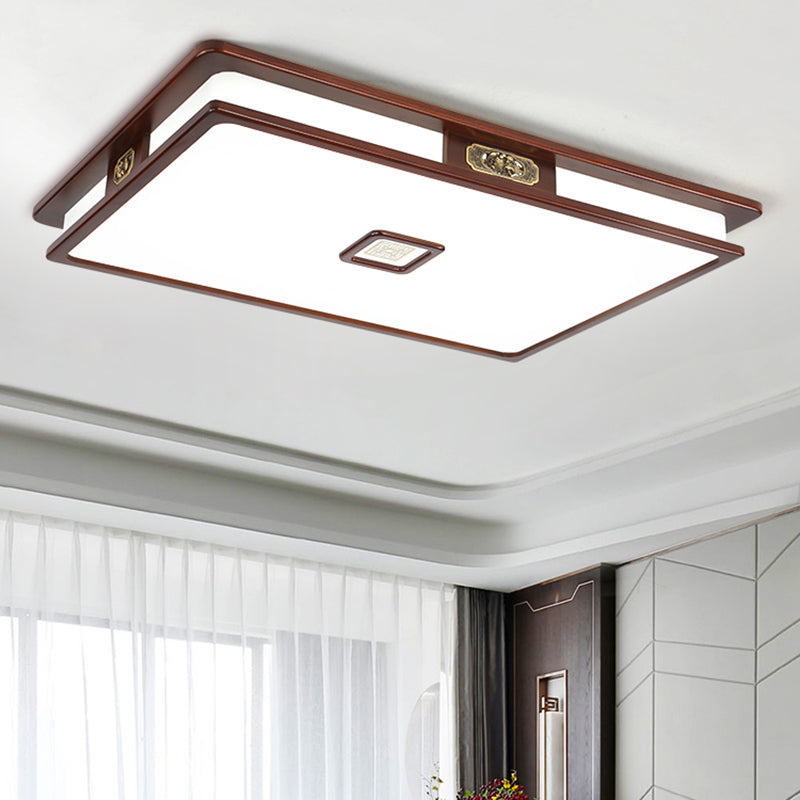 Geometry Shape LED Ceiling Lamp Modern Wood 1 Light Flush Mount for Living Room