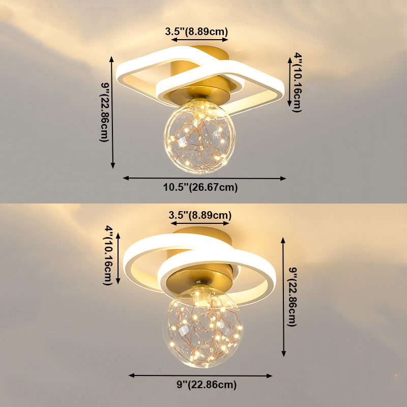 Lámpara de techo LED de forma de geometría de hierro moderno 3 luces Montaje al ras para el pasillo