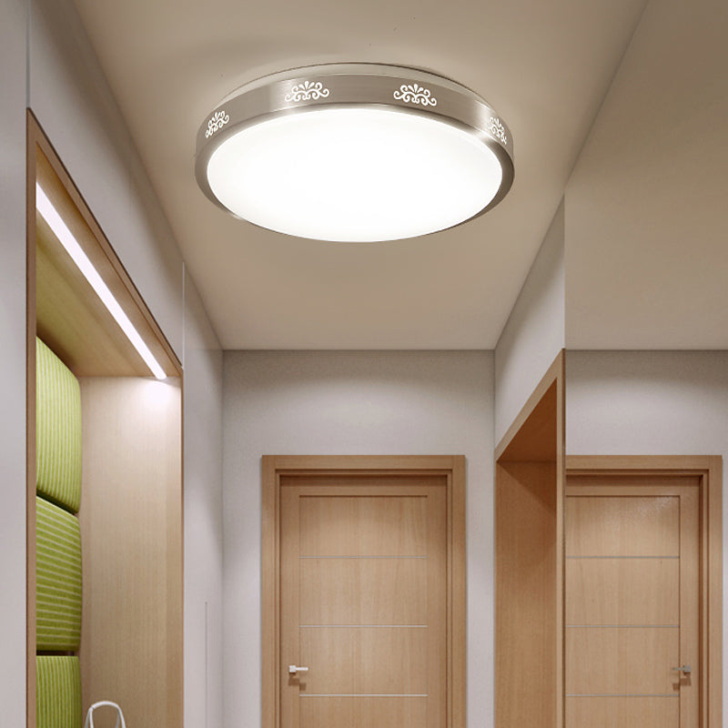 Zilveren cirkel plafond verlichtingsarmatuur moderne stijl LED aluminium dicht bij plafondverlichting