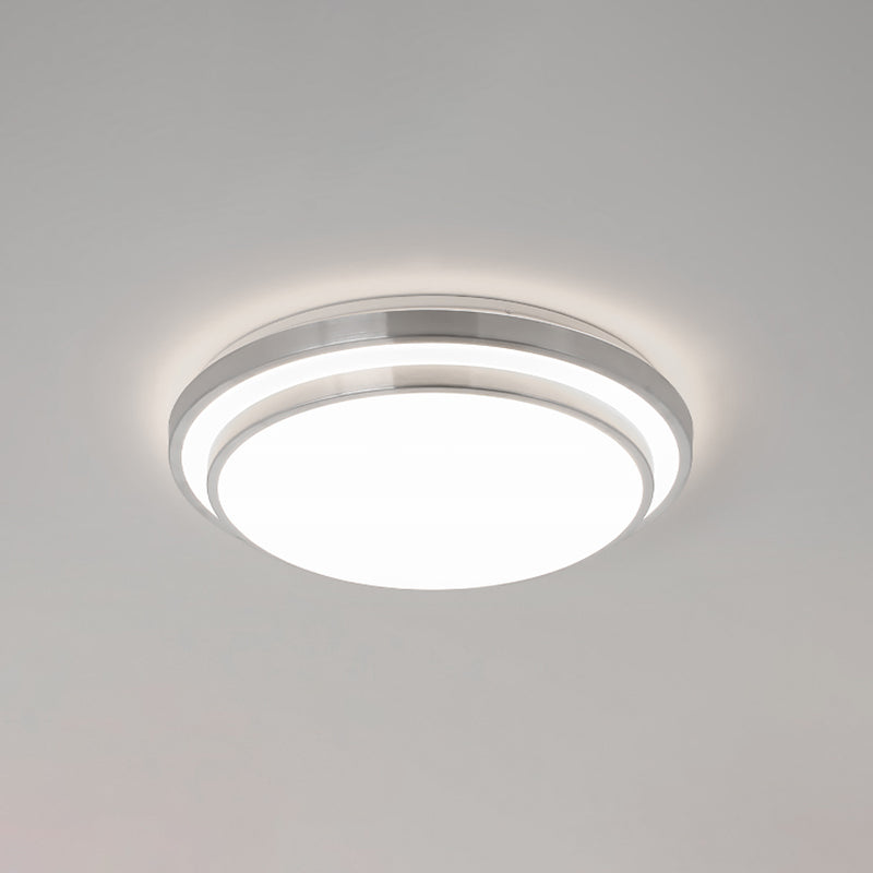 Silver Circle Ceiling Light Fixture Modern Style LED Aluminum Close to Ceiling Lighting