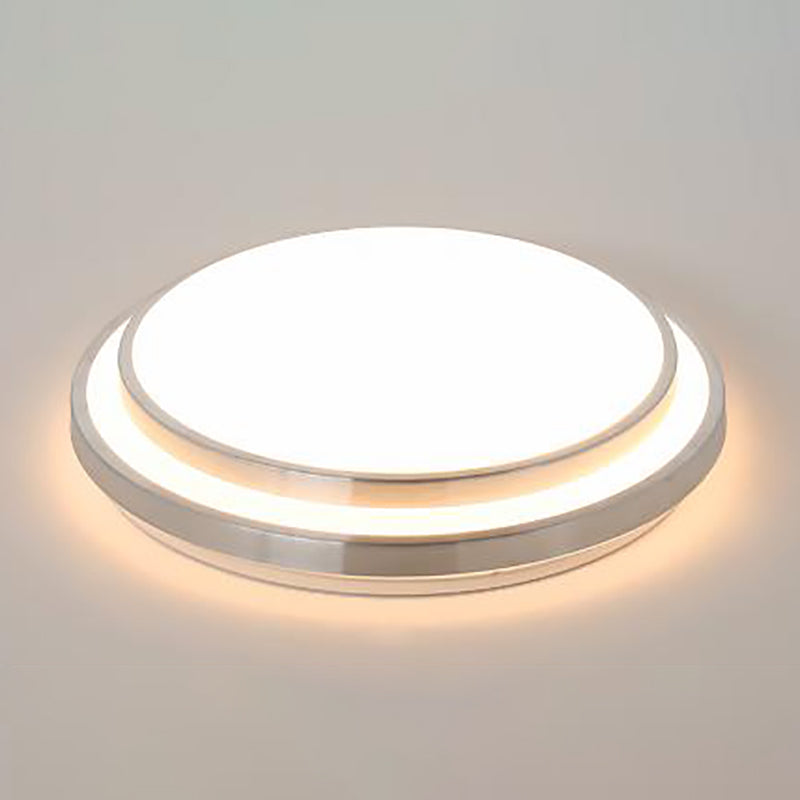 Silver Circle Ceiling Light Fixture Modern Style LED Aluminum Close to Ceiling Lighting