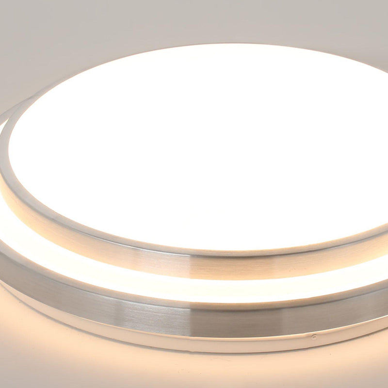 Silver Circle Ceiling Light Fixture Modern Style LED Aluminum Close to Ceiling Lighting