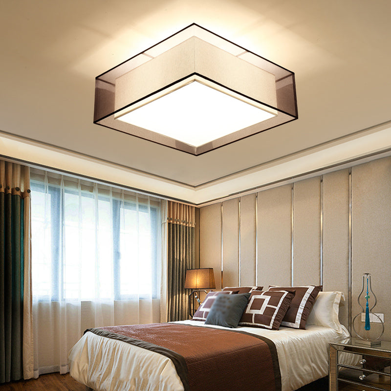 Fabric Close to Ceiling Light Geometrical Traditional Ceiling Mount Light Fixture